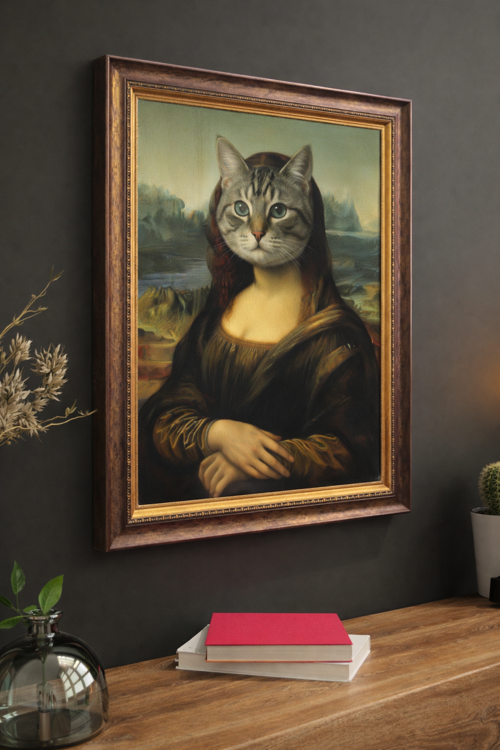 Mona Lisa Cat Wall Art – Renaissance Cat Painting Print – Funny Classic Art Canvas Poster