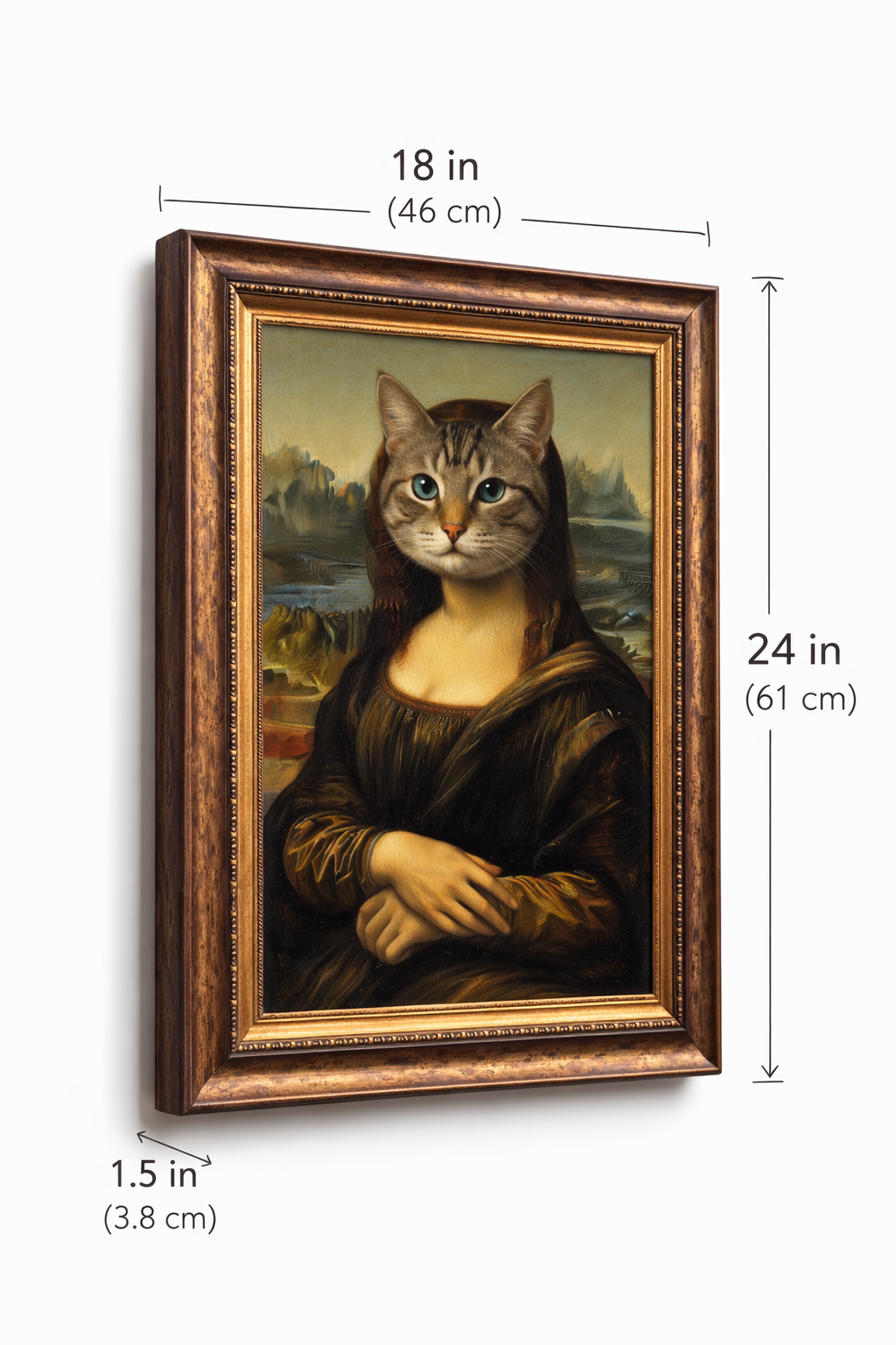 Mona Lisa Cat Wall Art – Renaissance Cat Painting Print – Funny Classic Art Canvas Poster