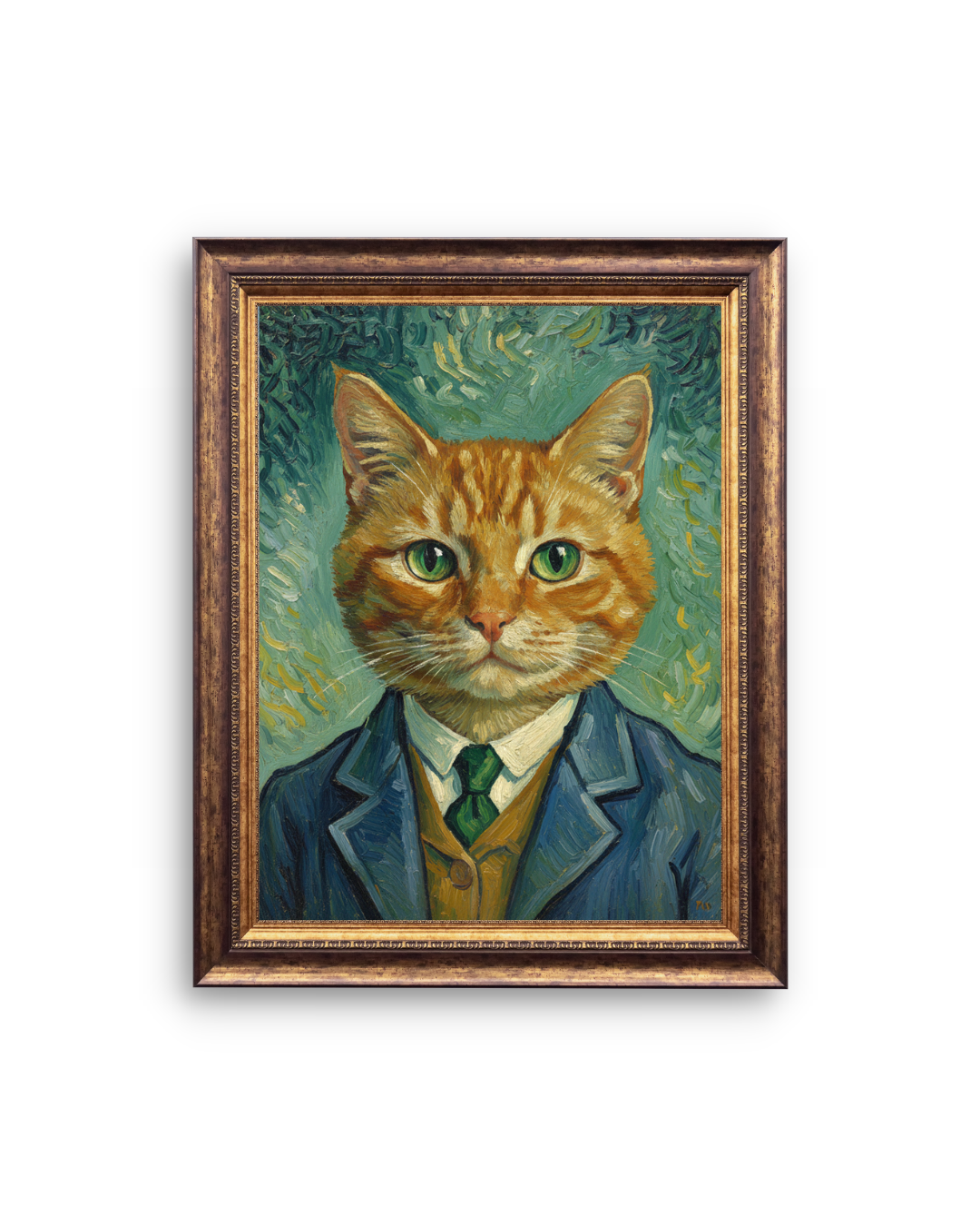Vintage Gentleman Cat Wall Art Print – Suit Wearing Cat Canvas Painting – Classic Portrait Home Decor